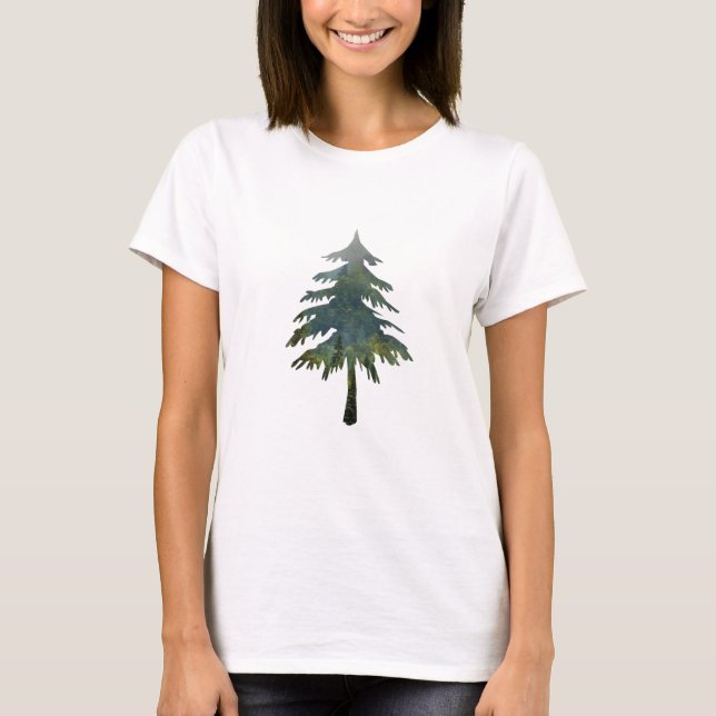 Misty pine trees Into the wild forest T-Shirt (Front)