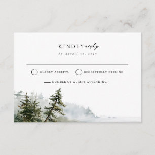 Misty Pine Watercolor Pacific Northwest RSVP Card 