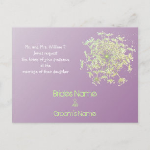 Misty Plum Queen Anne's Lace Weddding Invitation Postcard