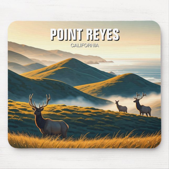 Misty Point Reyes National Seashore Elk Mouse Pad (Front)