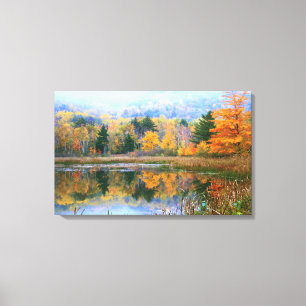 Misty Pond Autumn Landscape, Acadia National Park Canvas Print