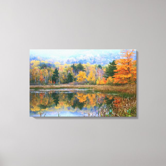 Misty Pond Autumn Landscape, Acadia National Park Canvas Print (Front)