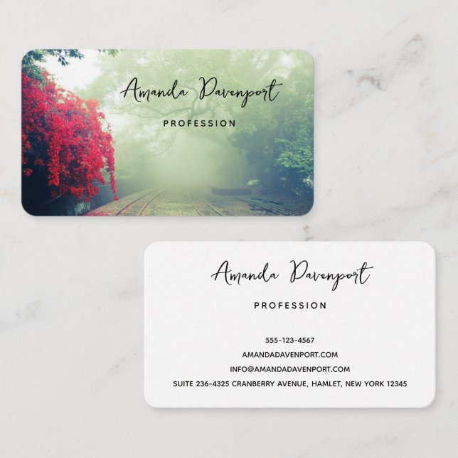 Misty Railroad Tracks Scenic Photo Business Card (Front/Back)