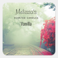 Misty Railroad Tracks Scenic Photo Candle Biz