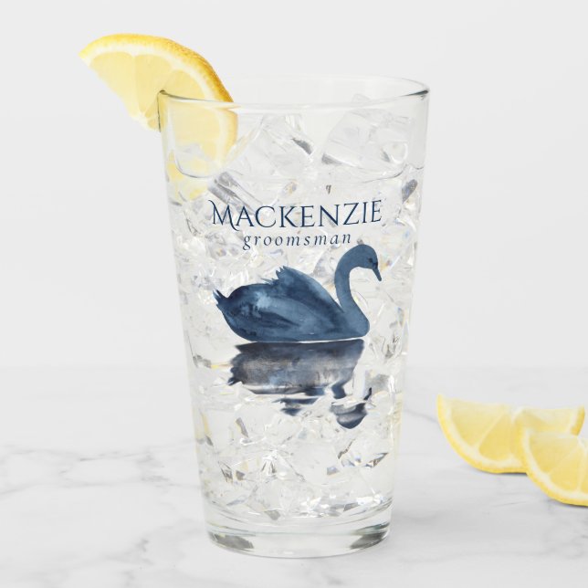 Misty Reflection | Blue Swan Bridal Party Keepsake Glass (Front Ice)