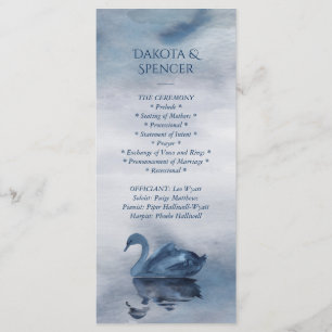 Misty Reflections   Dusty Blue Swan Lake Wedding Program