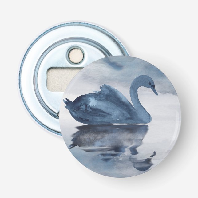Misty Reflections | Dusty Blue Swan Wedding Favour Bottle Opener (Front)