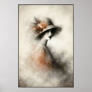 Misty Retro Portrait of Elegance Poster