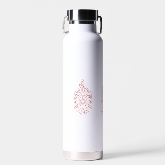Misty Rose, Flush Mahogany, Decorative Design Water Bottle (Front)