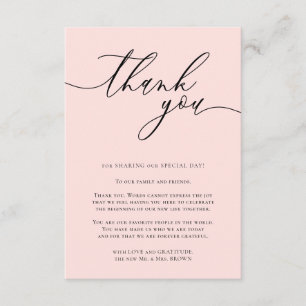 Misty Rose Pink Calligraphy Custom Photo Thank You Enclosure Card
