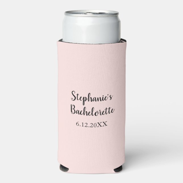 Misty Rose Pink Wedding Bachelorette Party Gift Seltzer Can Cooler (Seltzer Front)