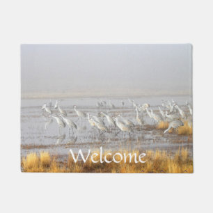Misty Sandhill Cranes Doormat