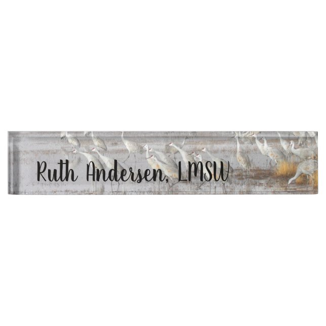 Misty Sandhill Cranes Nameplate (Front)
