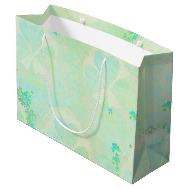Misty Shamrocks Large Gift Bag (Back Angled)