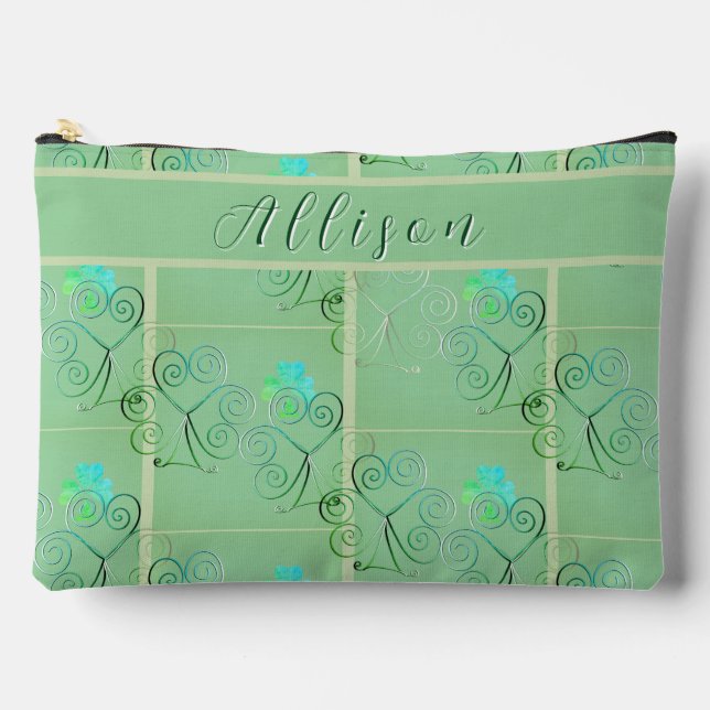 Misty Shamrocks Printed  Accessory Pouch (Front)