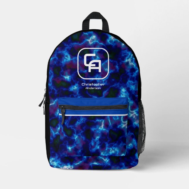 Misty Smoke Monogram Blue Printed Backpack (Front)