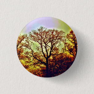 MISTY SUN TREES 1 INCH ROUND BUTTON