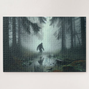 Misty Swamp Stalker, Bigfoot, Cryptid Jigsaw Puzzle