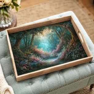 Misty Teal Enchanted Forest Glade Decoupage Tissue Paper