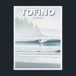 Misty Tofino Canada Surfer Travel Postcard<br><div class="desc">Tofino is a picturesque coastal town located on the west coast of Vancouver Island in British Columbia, Canada. Nestled within the traditional territory of the Tla-o-qui-aht First Nation, Tofino is surrounded by the breathtaking landscapes of the Clayoquot Sound UNESCO Biosphere Reserve. The area is renowned for its stunning natural beauty,...</div>