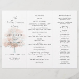 Misty tree Tri-Fold wedding program