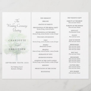 Misty tree Tri-Fold wedding program