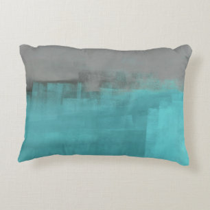 'Misty' Turquoise and Grey Abstract Art Accent Pillow