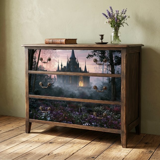 Misty Twilight Gothic Castle Forest Decoupage Tissue Paper (Creator Uploaded)