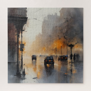 Misty Urban Evening  Jigsaw Puzzle