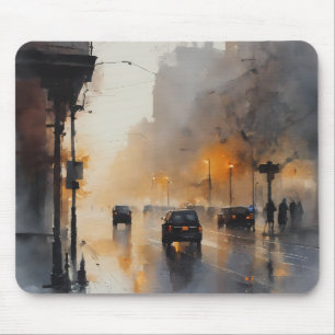 Misty Urban Evening Mouse Pad
