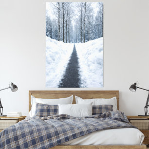 Misty Winter Forest Path Canvas Print