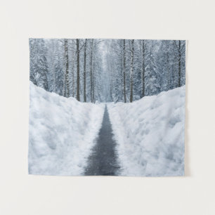 Misty Winter Forest Tapestry
