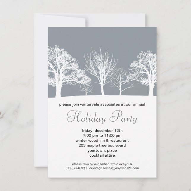 Misty Winter Wood Corporate Holiday Party Invitation (Front)