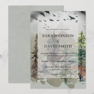 Misty Woodland Forest Rustic Wedding Invitation