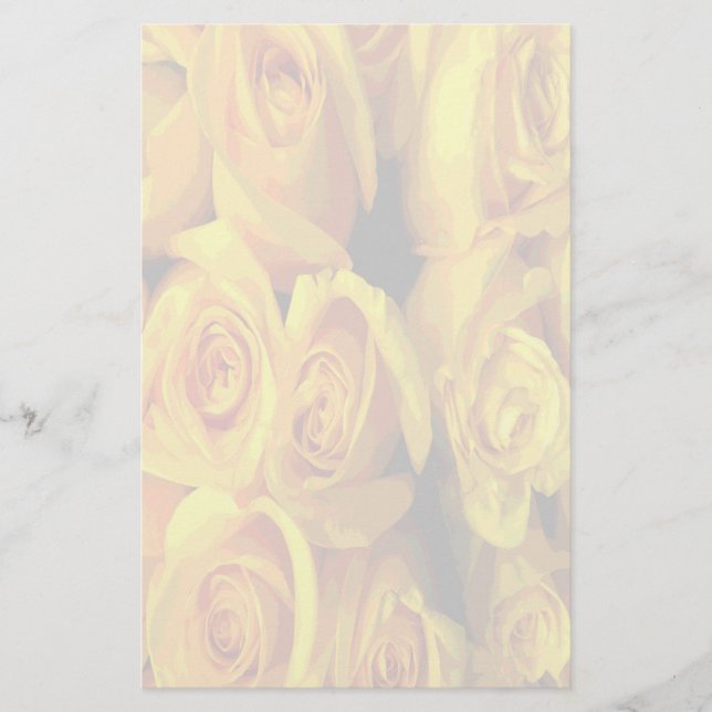 Misty Yellow Roses Stationery (Front)