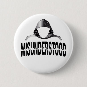 Misunderstood Glitch Hoodie Phantom 2 Inch Round Button