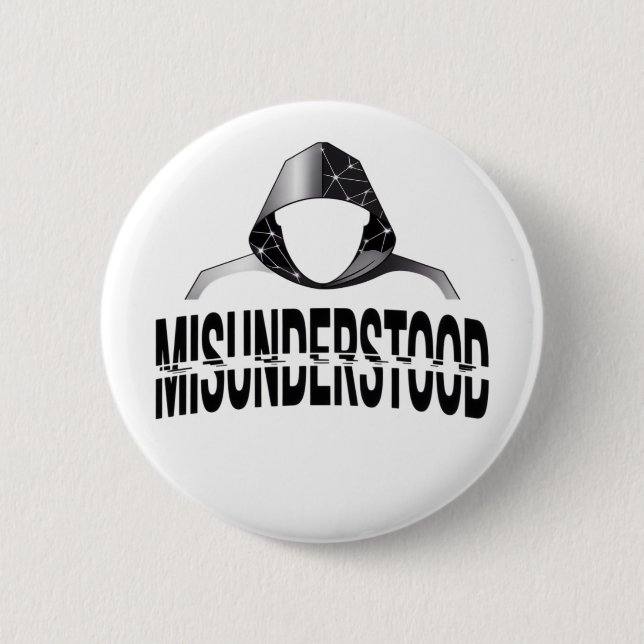 Misunderstood Glitch Hoodie Phantom 2 Inch Round Button (Front)