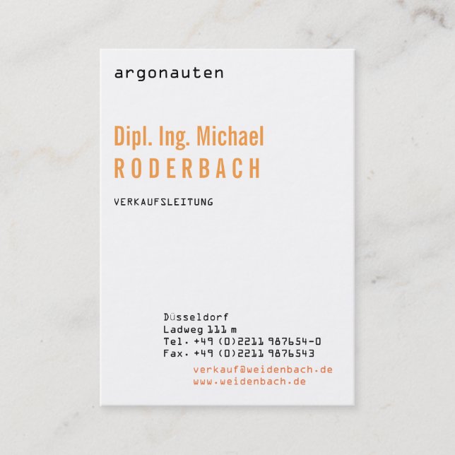 Mit Monogram Hochformat Business Card (Front)