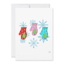 mitaines de Noël_blanc Carte de vacances