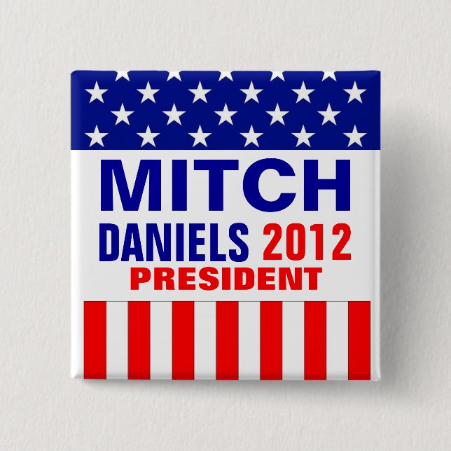 Mitch Daniels 2012 2 Inch Square Button (Front)