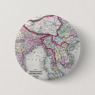 Mitchell Map   India, Tibet, China & SE Asia 2 Inch Round Button