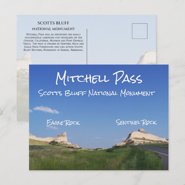Mitchell Pass, Scotts Bluff National Monument, NE Postcard (Front/Back)