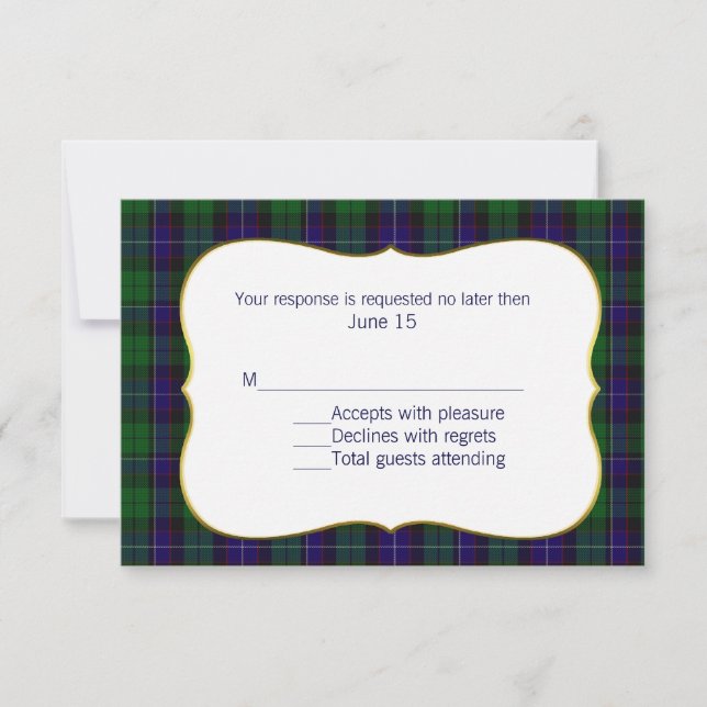 Mitchell Tartan Plaid Wedding Carte RSVP (Devant)