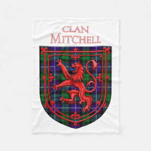 Mitchell Tartan Scottish Plaid Lion Rampant Fleece Blanket