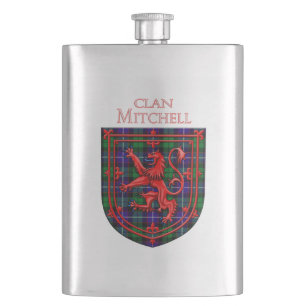 Mitchell Tartan Scottish Plaid Lion Rampant Hip Flask