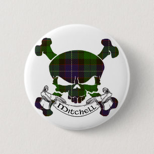 Mitchell Tartan Skull 2 Inch Round Button