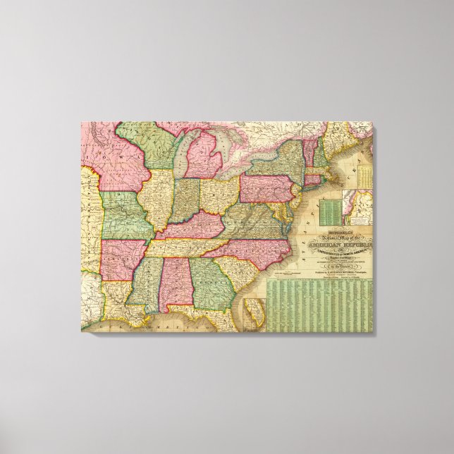 Mitchell's National Map of the American Republic Canvas Print (Front)