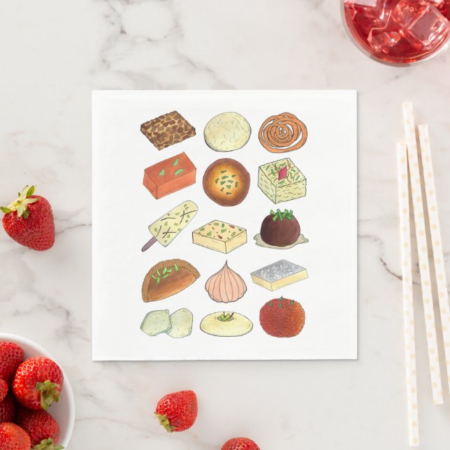 Mithai Indian Sweets Confectionery Desserts India Napkin (Insitu)