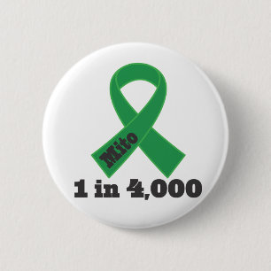 Mito Green Ribbon Awareness 1 in 4000 2 Inch Round Button