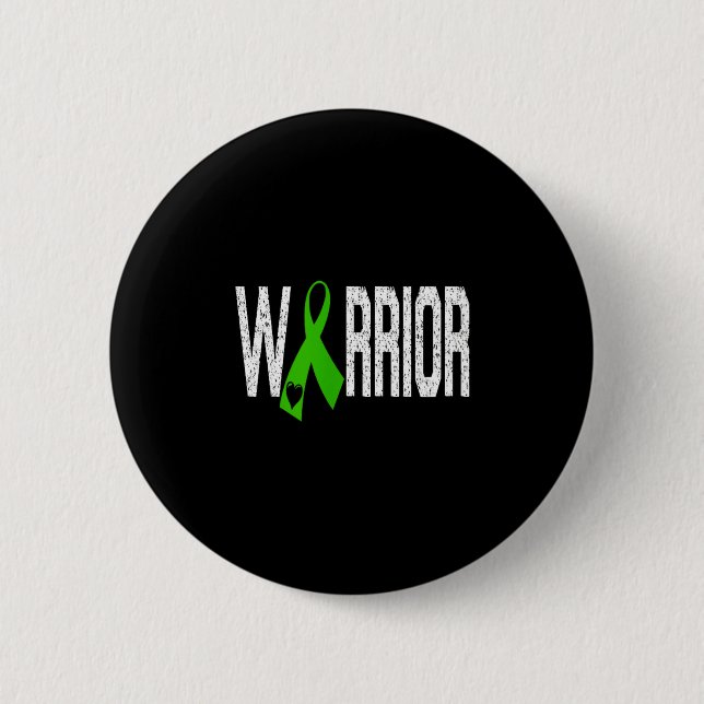 Mitochondrial Disease Warrior Heart Green Ribbon  2 Inch Round Button (Front)